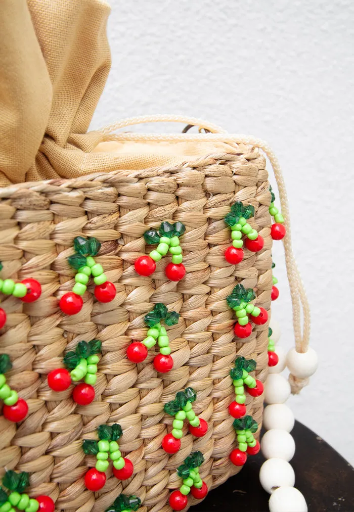 luulaa Cherry Pie Shoulder Basket Bag