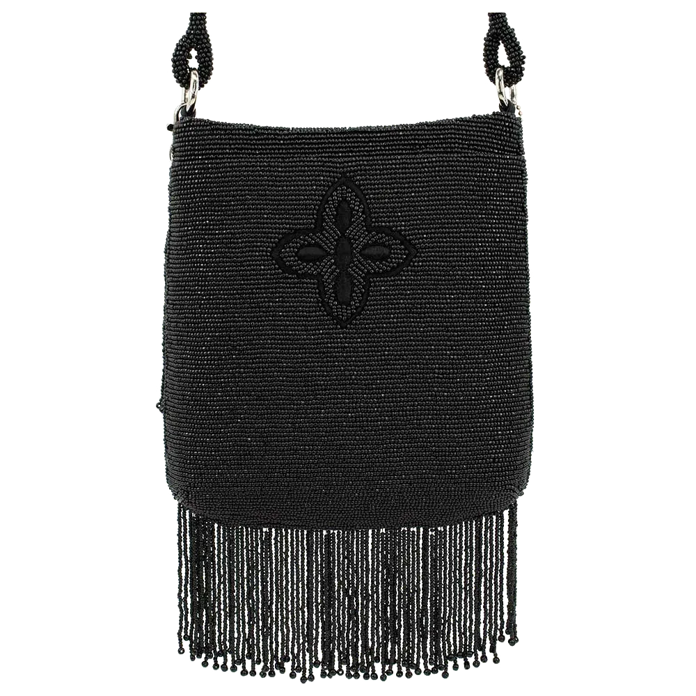 Mary Frances Black Fringe Crossbody Bag