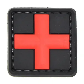 Medic First Aid 3D Cross Patch Black Red