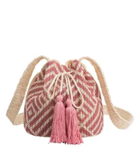 Melie Bianco Mia Straw Drawstring Crossbody