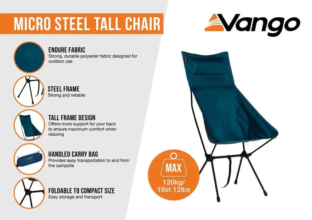 Micro Steel Tall Camping Chair - Mykonos