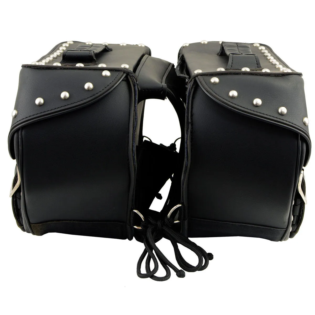 Milwaukee Leather SH55102 Black PVC Zip Off Medium Size Chrome Studded Motorcycle Saddlebag