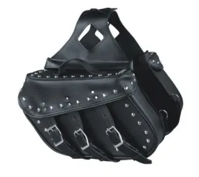 Milwaukee Leather SH551ZB Black PVC Zip Off Chrome Studded Motorcycle Saddlebag