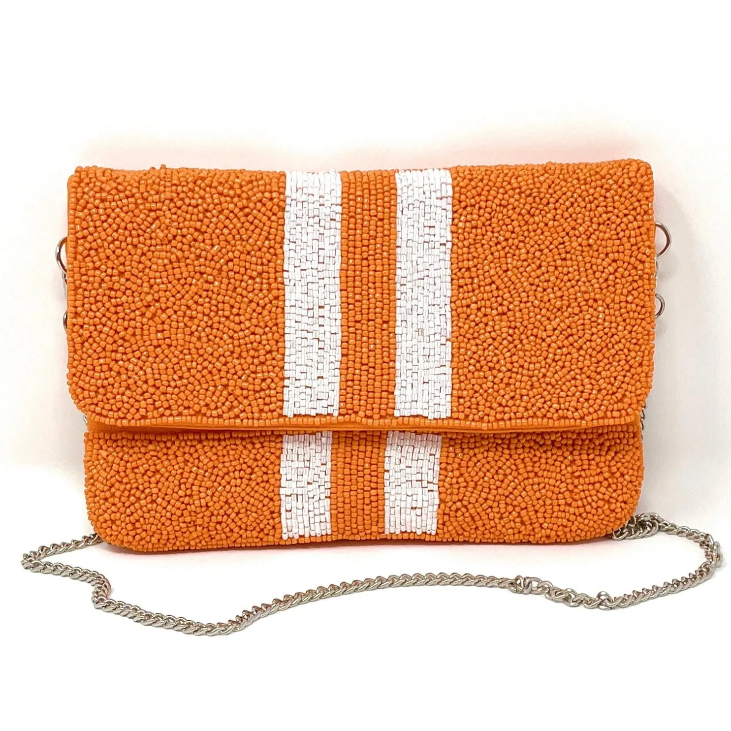 Mini Orange Burnt Beaded Clutch Purse