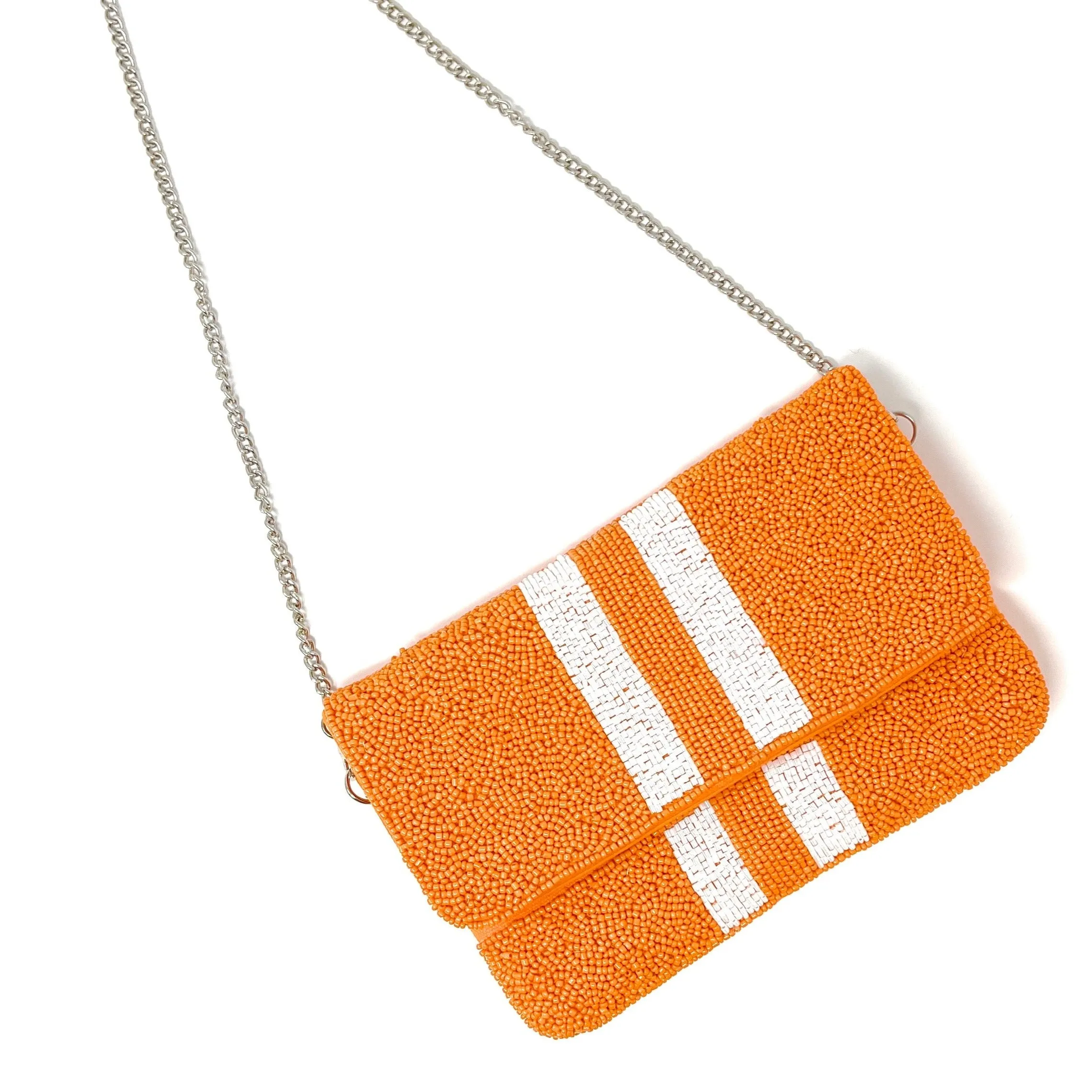 Mini Orange Burnt Beaded Clutch Purse