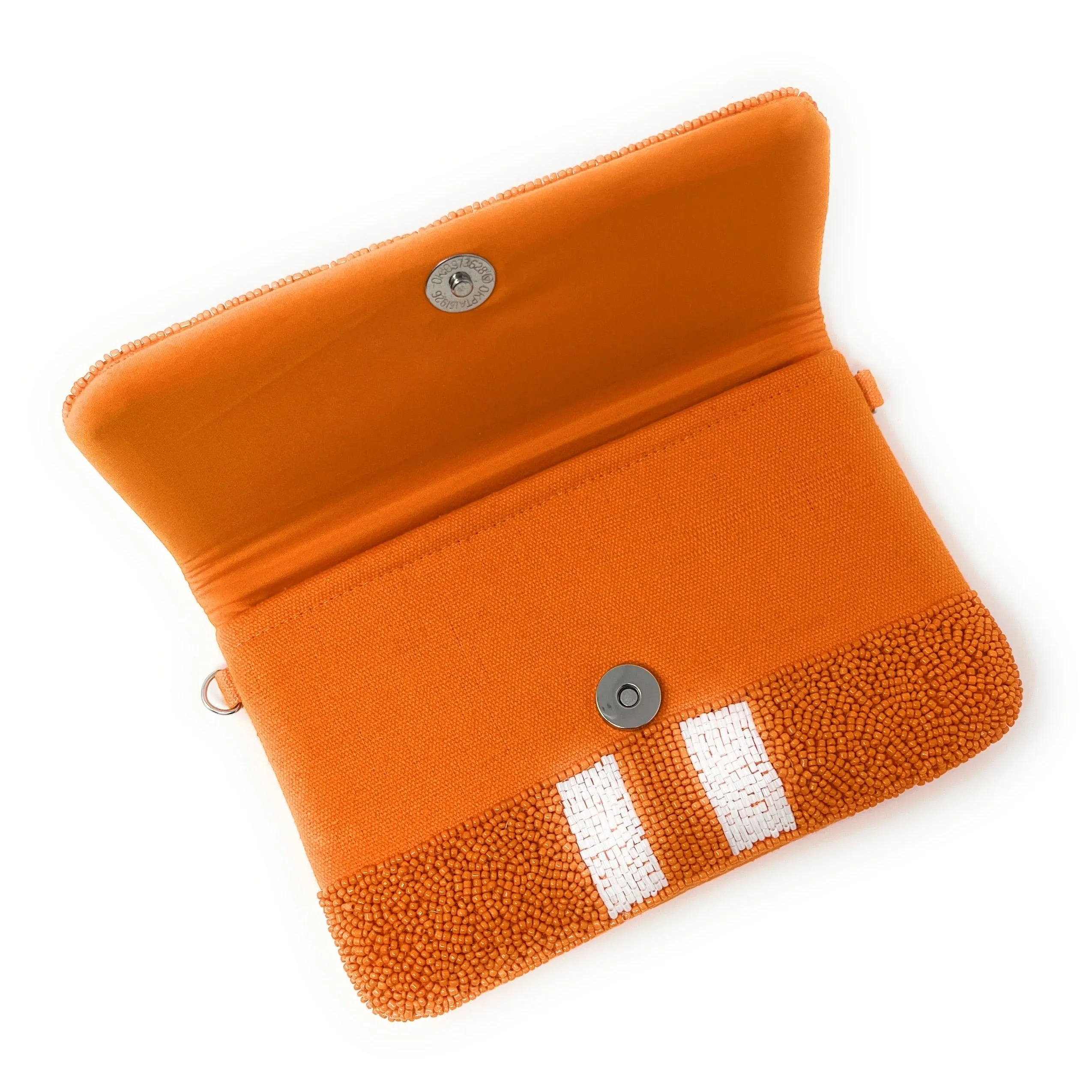 Mini Orange Burnt Beaded Clutch Purse