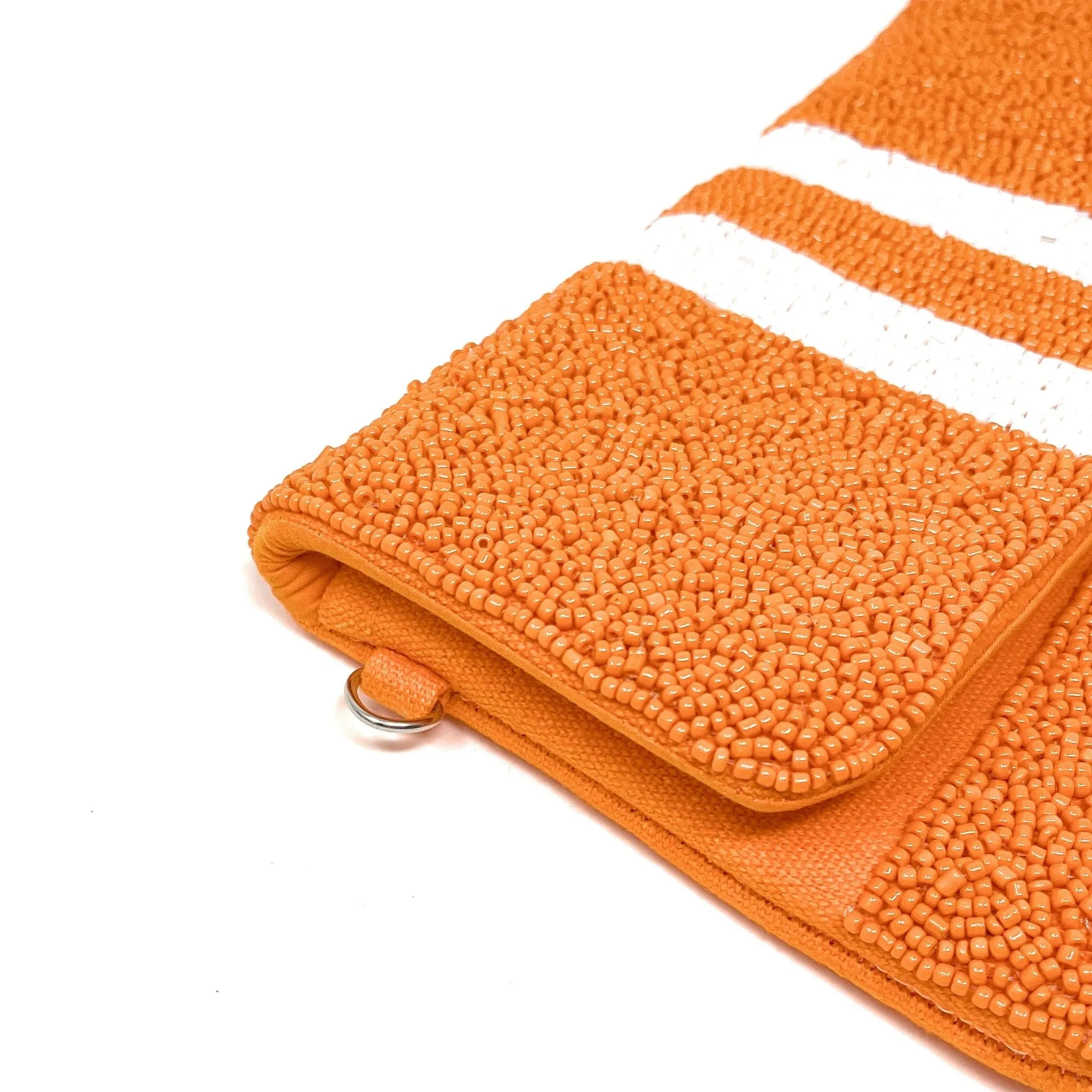 Mini Orange Burnt Beaded Clutch Purse