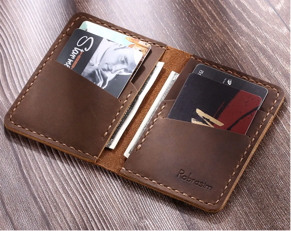 Minimalist Handmade Leather Card Wallet Holder