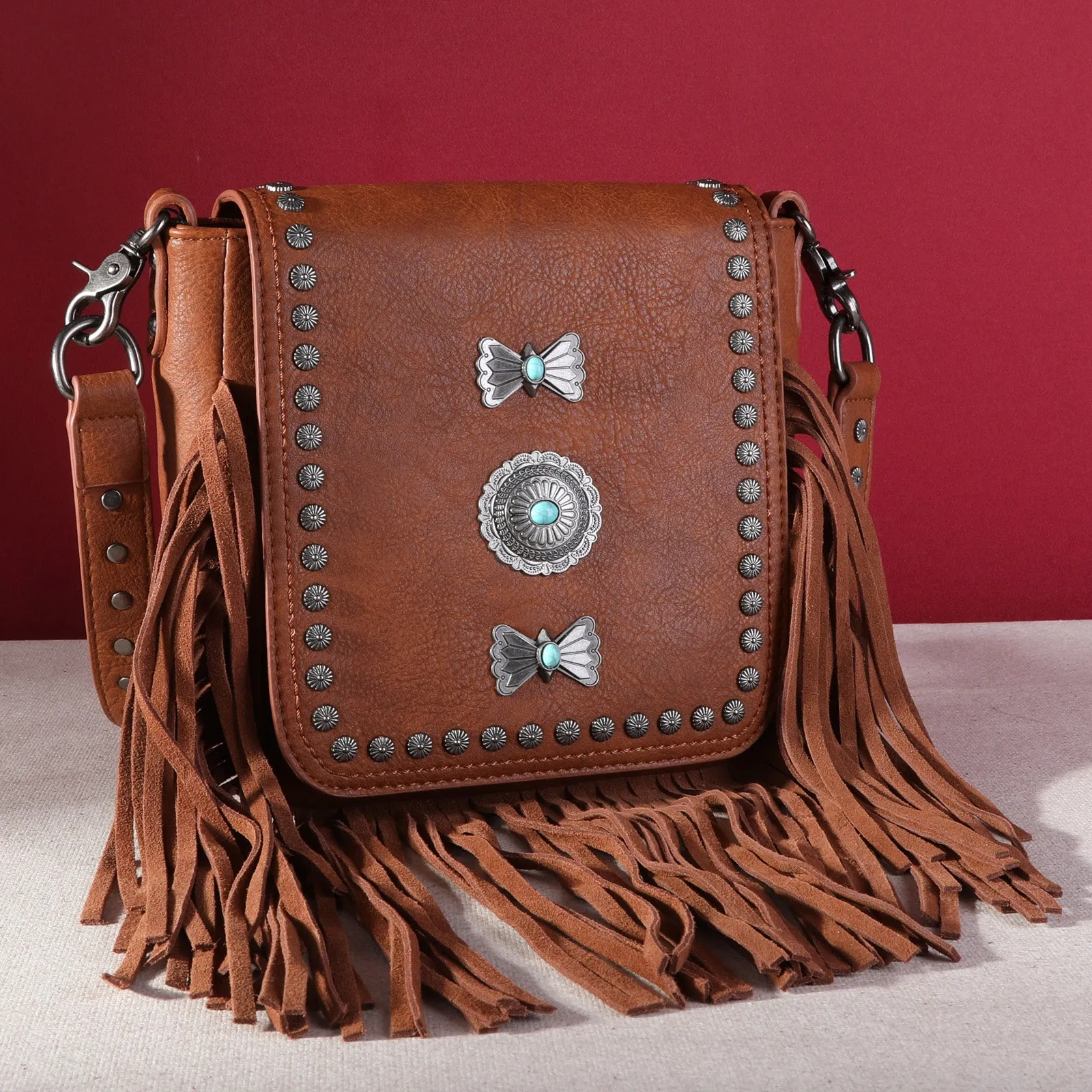 Montana West Fringe Mariposa Concho Collection Crossbody