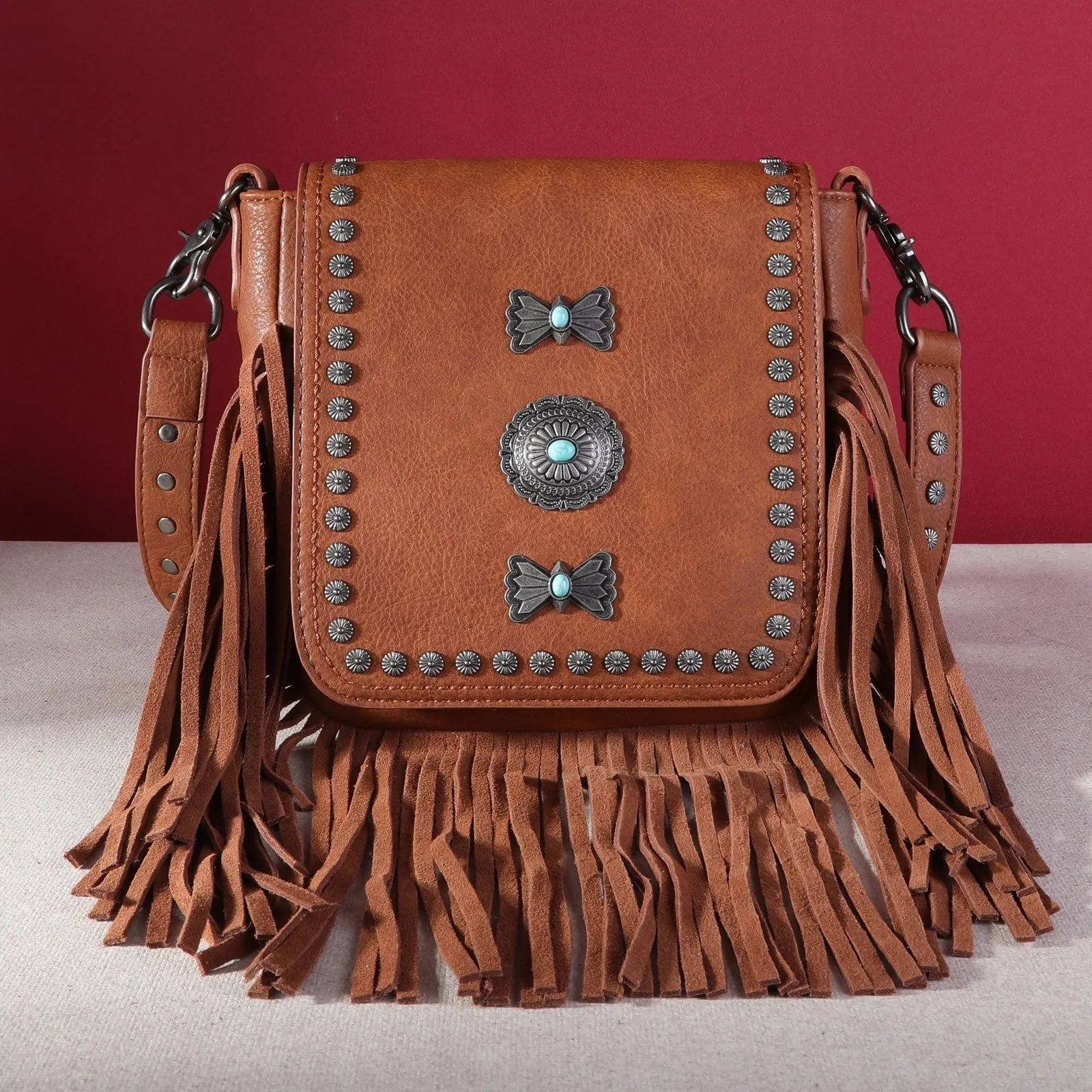 Montana West Fringe Mariposa Concho Collection Crossbody