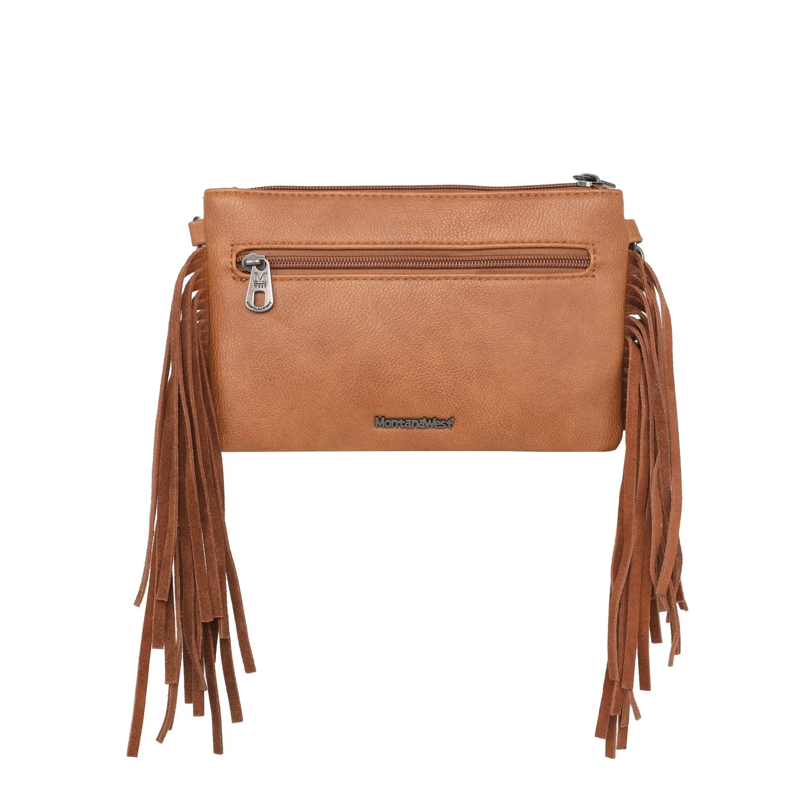 Montana West Hair-On Cowhide Fringe Crossbody Clutch