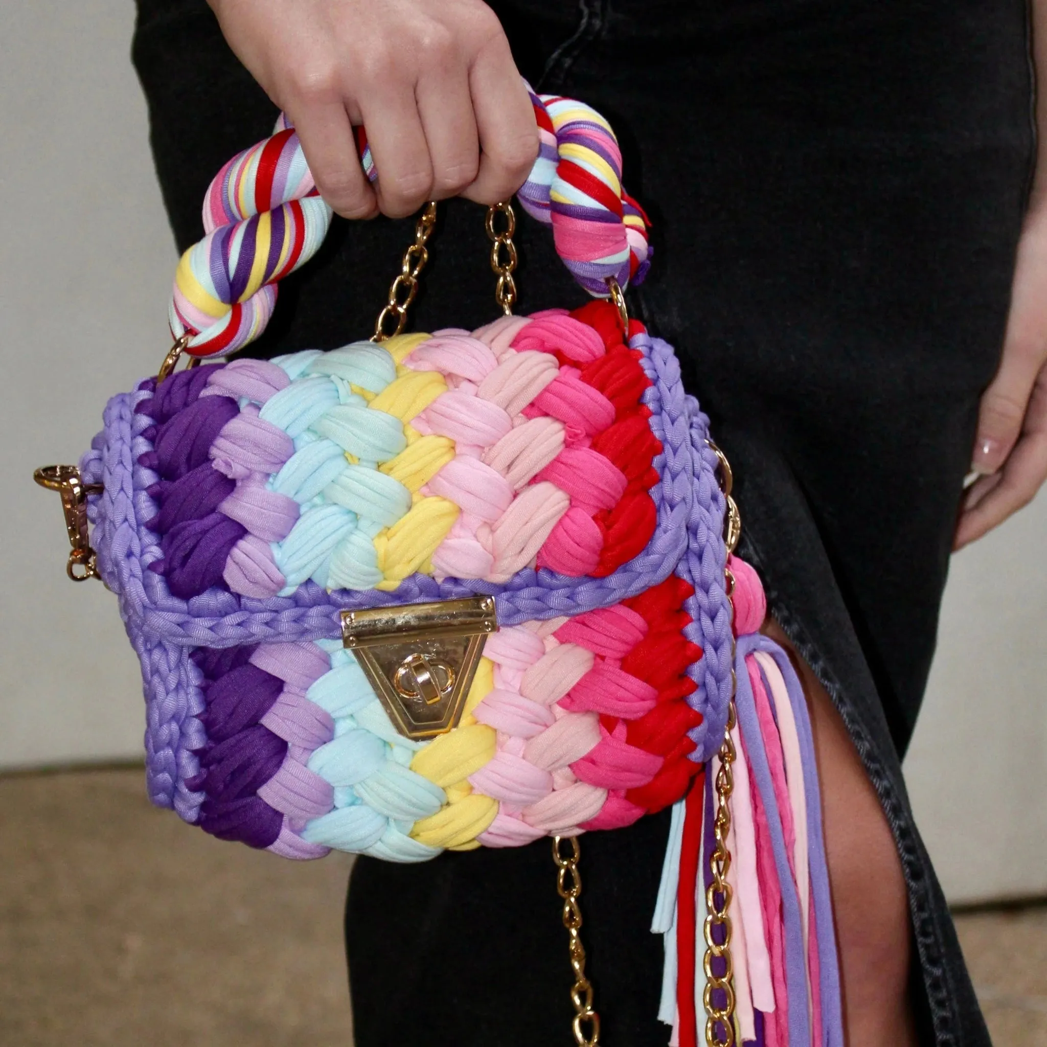 Montego Woven Bag in Rainbow