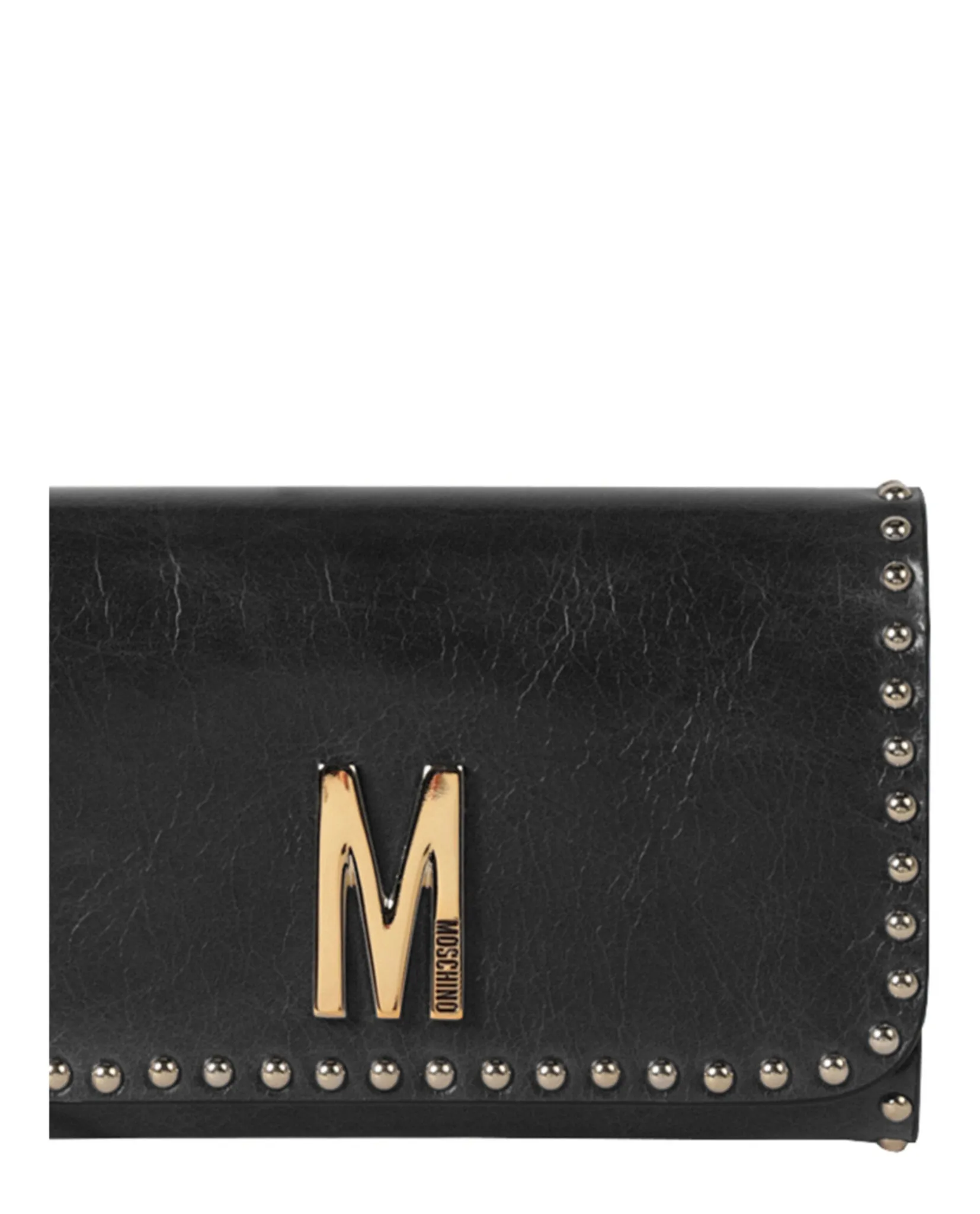 Moschino M-Logo Studded Shoulder Bag