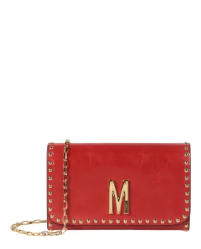 Moschino M-Logo Studded Shoulder Bag