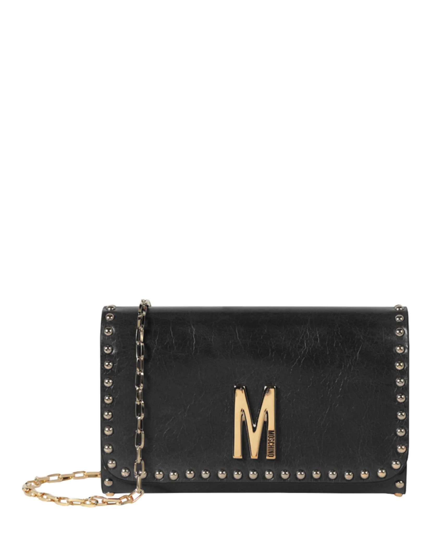 Moschino M-Logo Studded Shoulder Bag