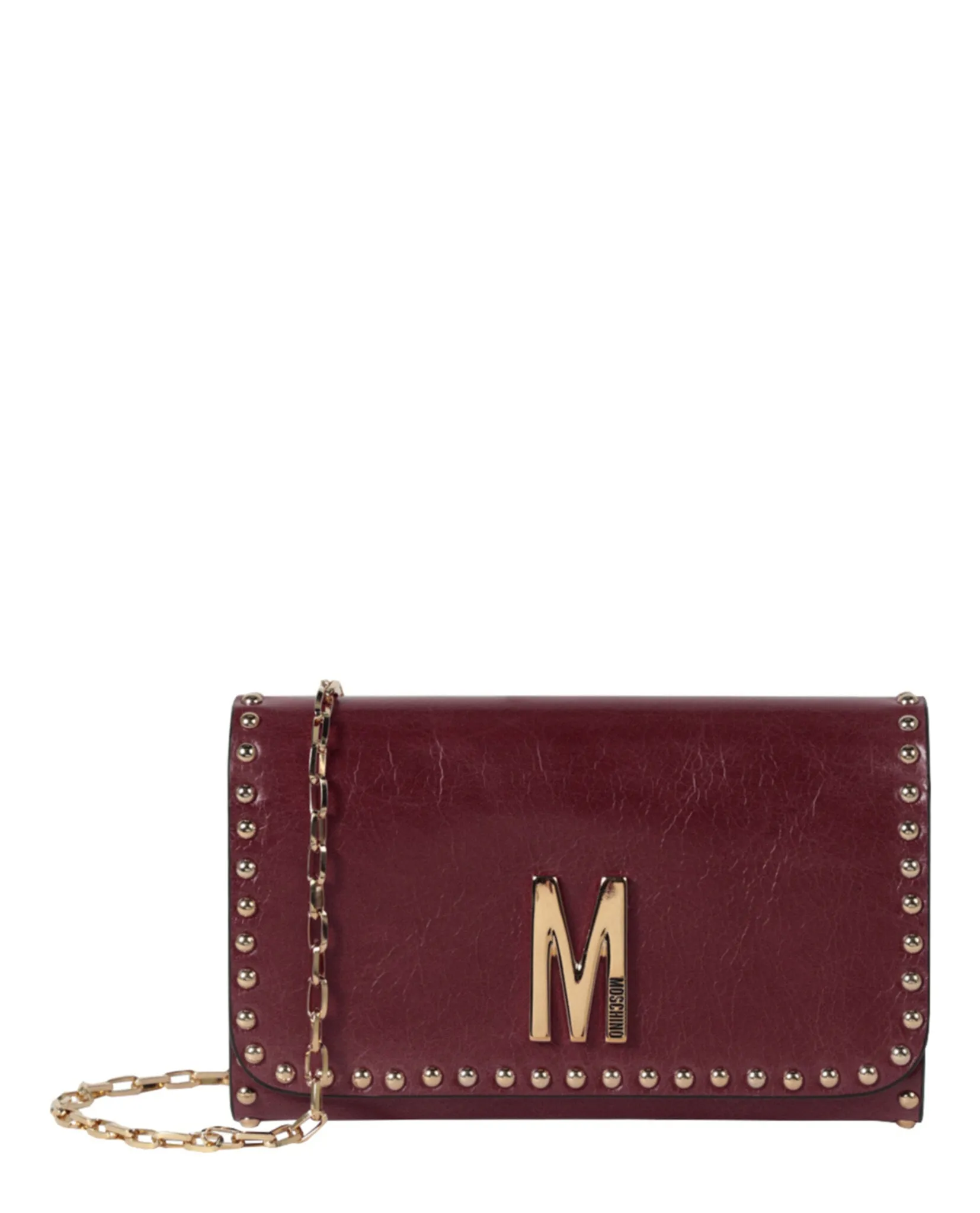 Moschino M-Logo Studded Shoulder Bag