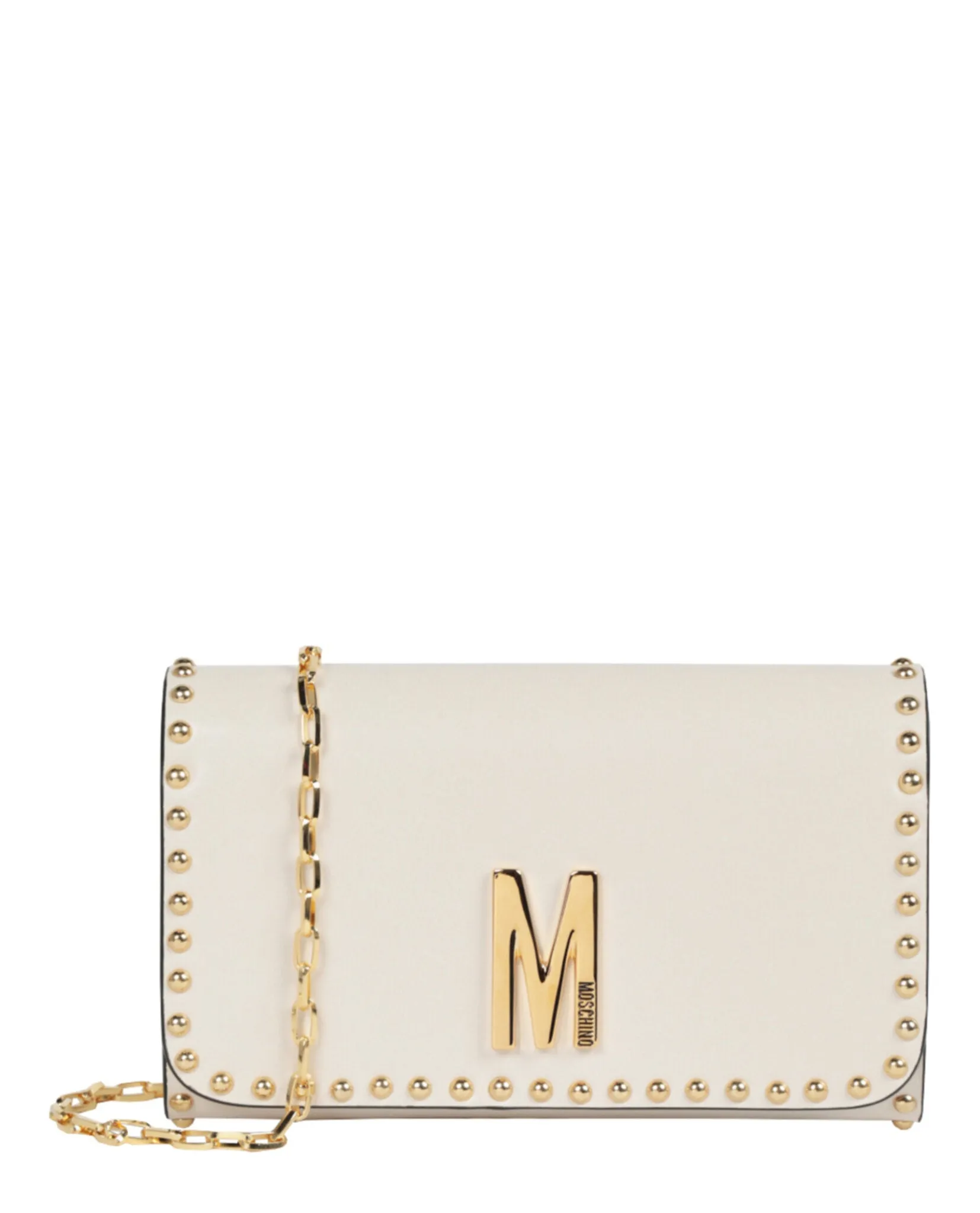 Moschino M-Logo Studded Shoulder Bag