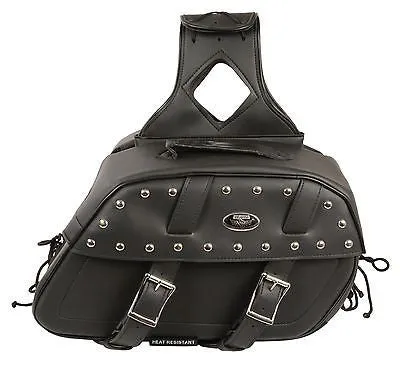 MOTORCYCLE 2PC WATERPROOF STUDDED ZIPOFF PVC THROWOVER ROUNDED SADDLEBAG