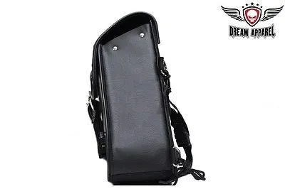 MOTORCYCLE STUDDED SWING ARM SOLO SADDLEBAG WITH TWO STRAPS 13 4 10 GREAT PRICE