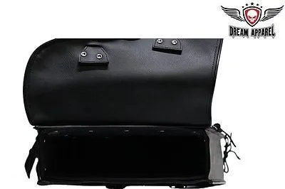 MOTORCYCLE STUDDED SWING ARM SOLO SADDLEBAG WITH TWO STRAPS 13 4 10 GREAT PRICE