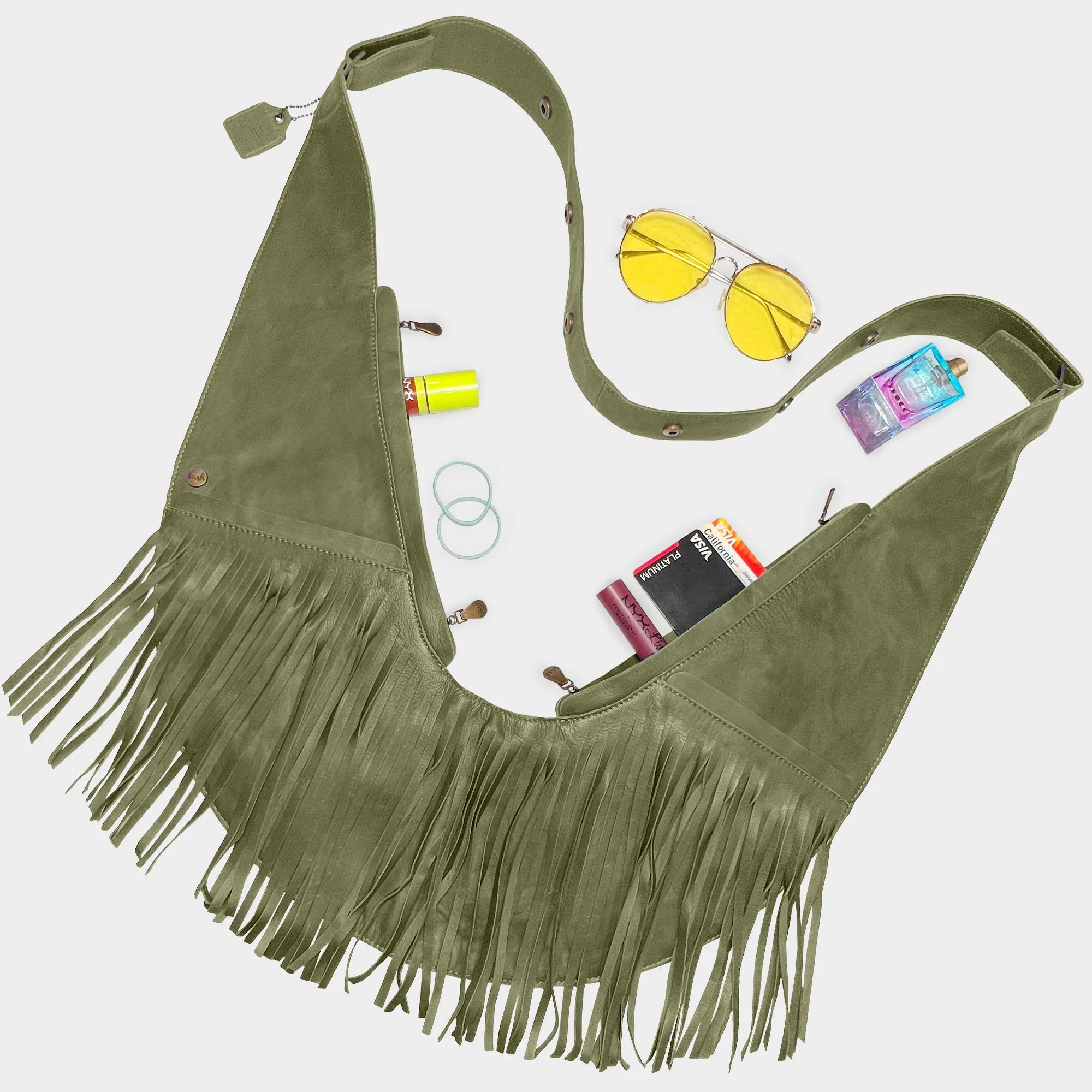 Mukisa Leather Fringe Sash Bag