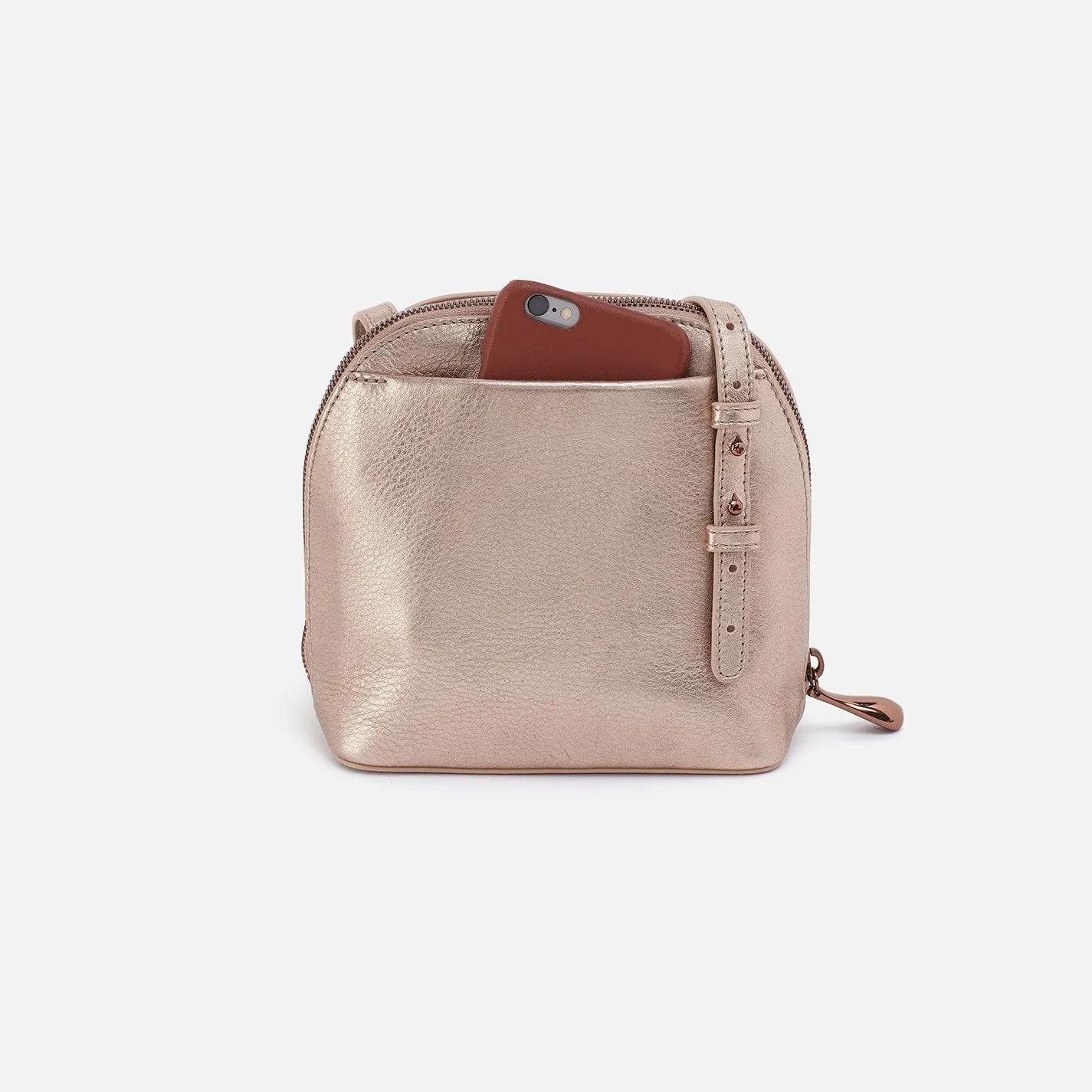 Nash Crossbody In Metallic Leather - Pink Gold Metallic