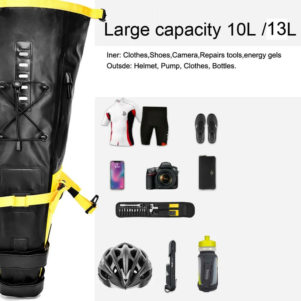 NEWBOLER Bike Bag Waterproof 13L Large Capacity Bicycle Saddle Bag Cycling Foldable Tail Rear Bag MTB Road Trunk Bikepacking