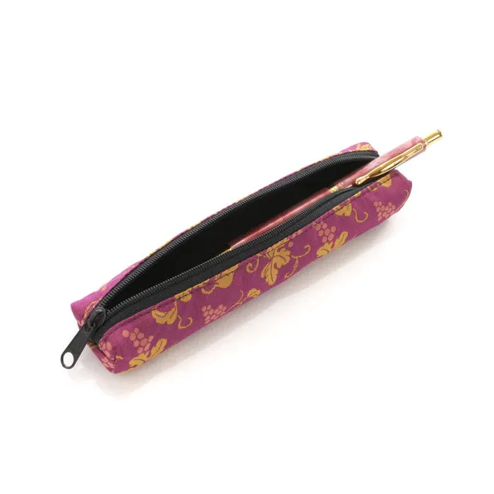 Nishijin-ori Pencil Case - Grapes and Mice Pattern - ,  Made in Kyoto, Japan,  Japanese traditional craft pen case