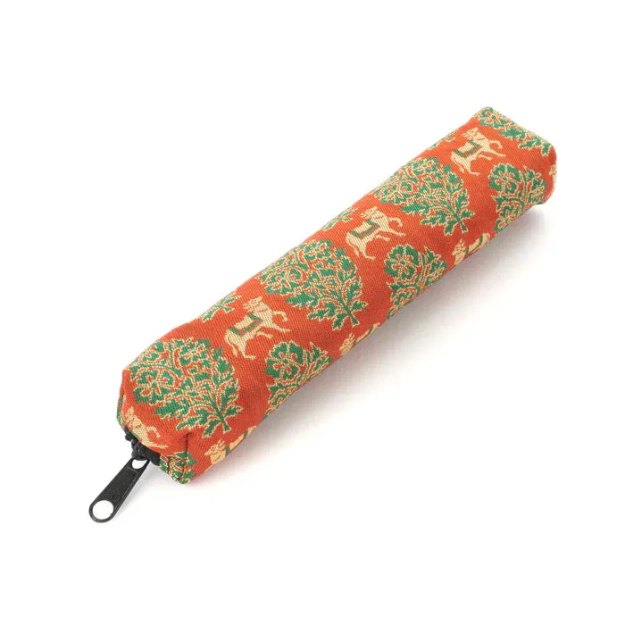 Nishijin-ori Pencil Case - Sacred Bull in an Exotic Design / Red - ,  Made in Kyoto, Japan,  Japanese traditional craft pen case