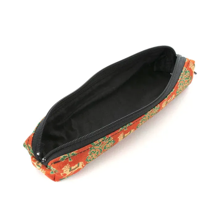 Nishijin-ori Pencil Case - Sacred Bull in an Exotic Design / Red - ,  Made in Kyoto, Japan,  Japanese traditional craft pen case