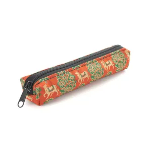 Nishijin-ori Pencil Case - Sacred Bull in an Exotic Design / Red - ,  Made in Kyoto, Japan,  Japanese traditional craft pen case