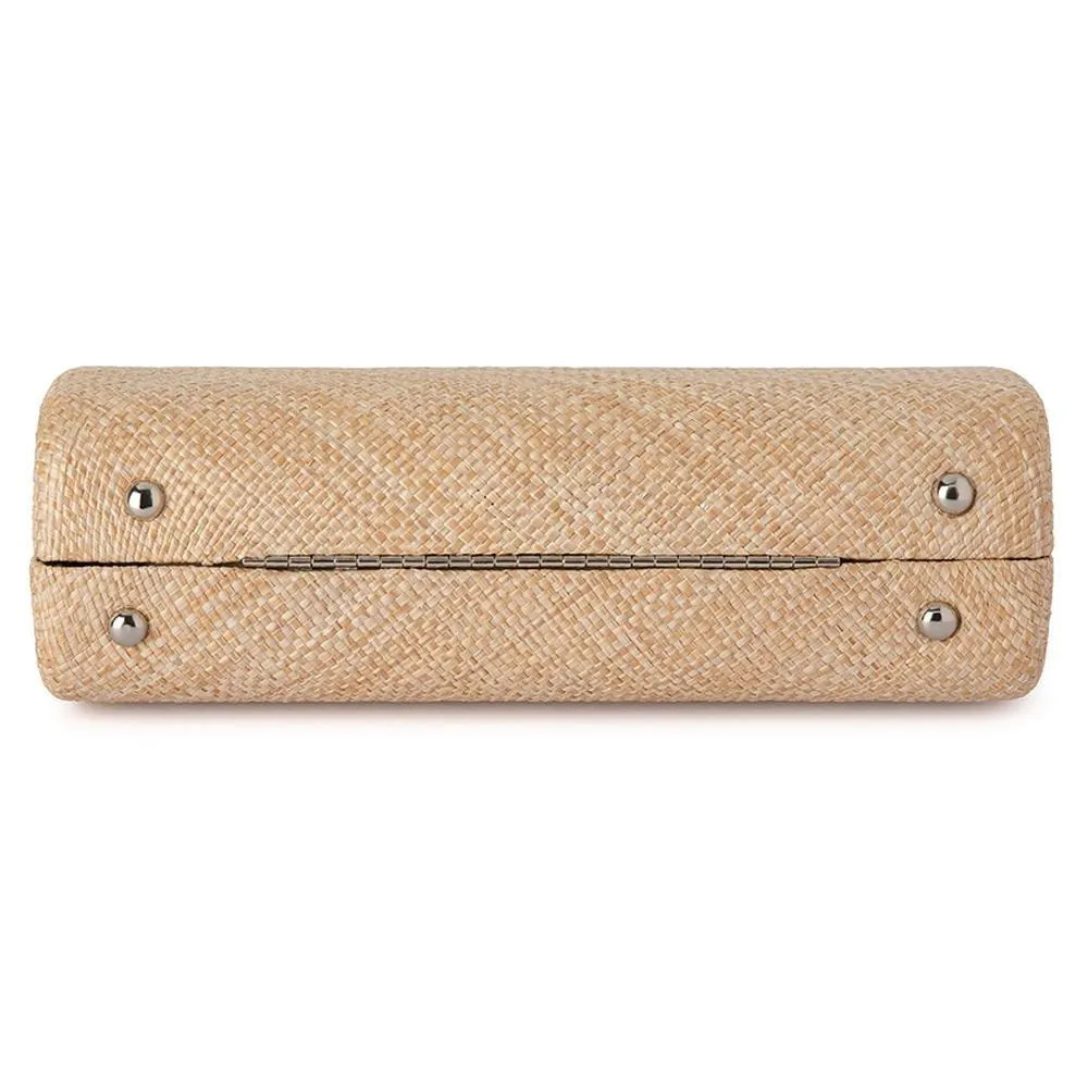 OB2051  CECE straw weave clutch