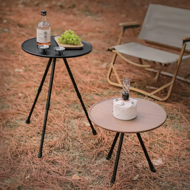 Outdoor Aluminum Alloy Folding Small Round Table Portable Liftable Camping Table, Color: Black