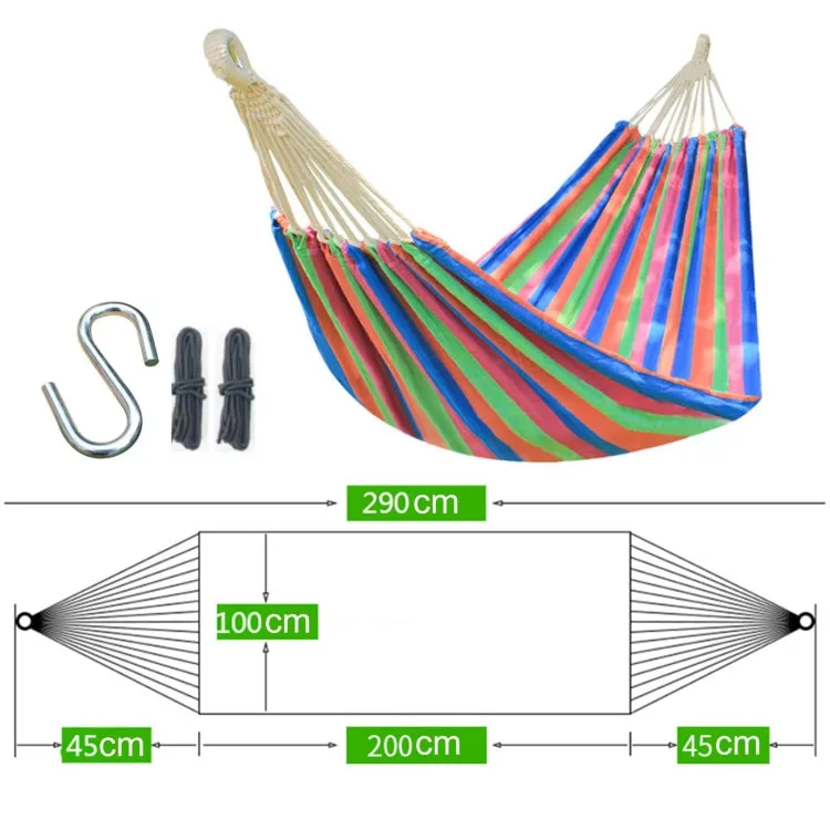 Outdoor Double Thickened Canvas Hammock Indoor Swing, Size:200x100cm(Red White Stripe)