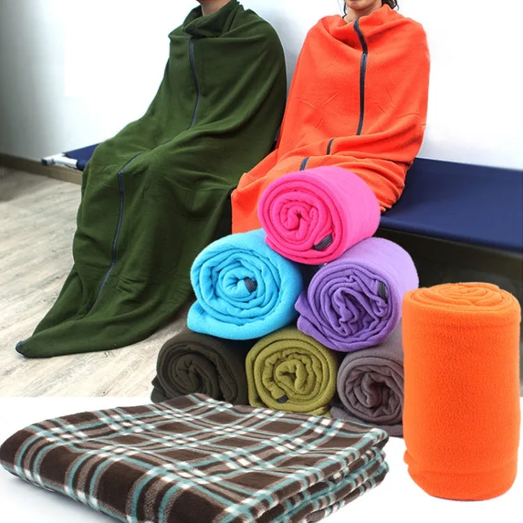 Outdoor Fleece Sleeping Bag Camping Trip Air Conditioner Dirty Sleeping Bag Separated By Knee Blanket During Lunch Break Thickened (Blue)