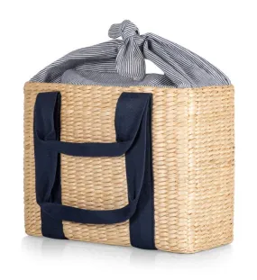 Parisian Picnic Basket, (Beige with Navy Blue Accents)