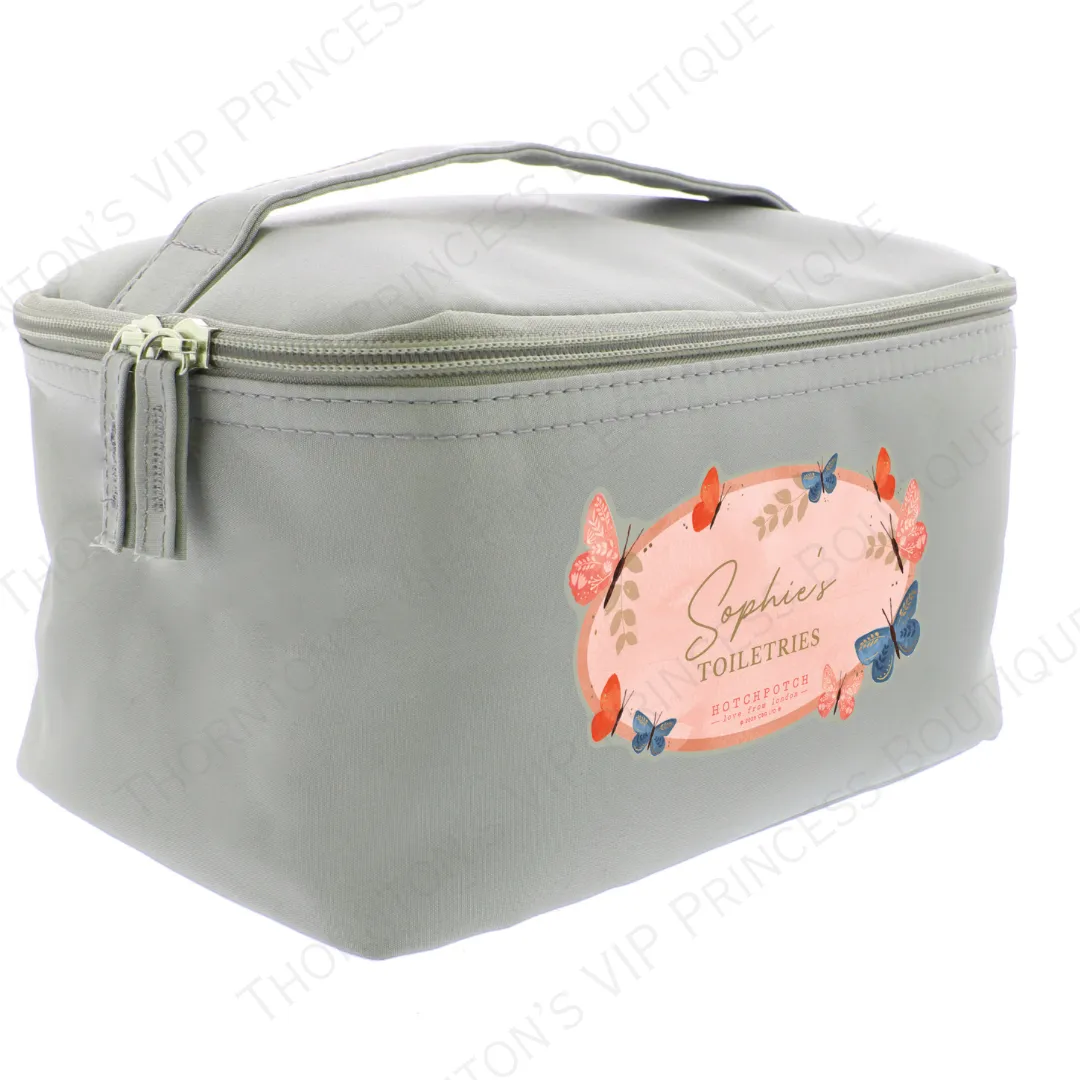 Personalised Butterfly Grey Toiletry Bag