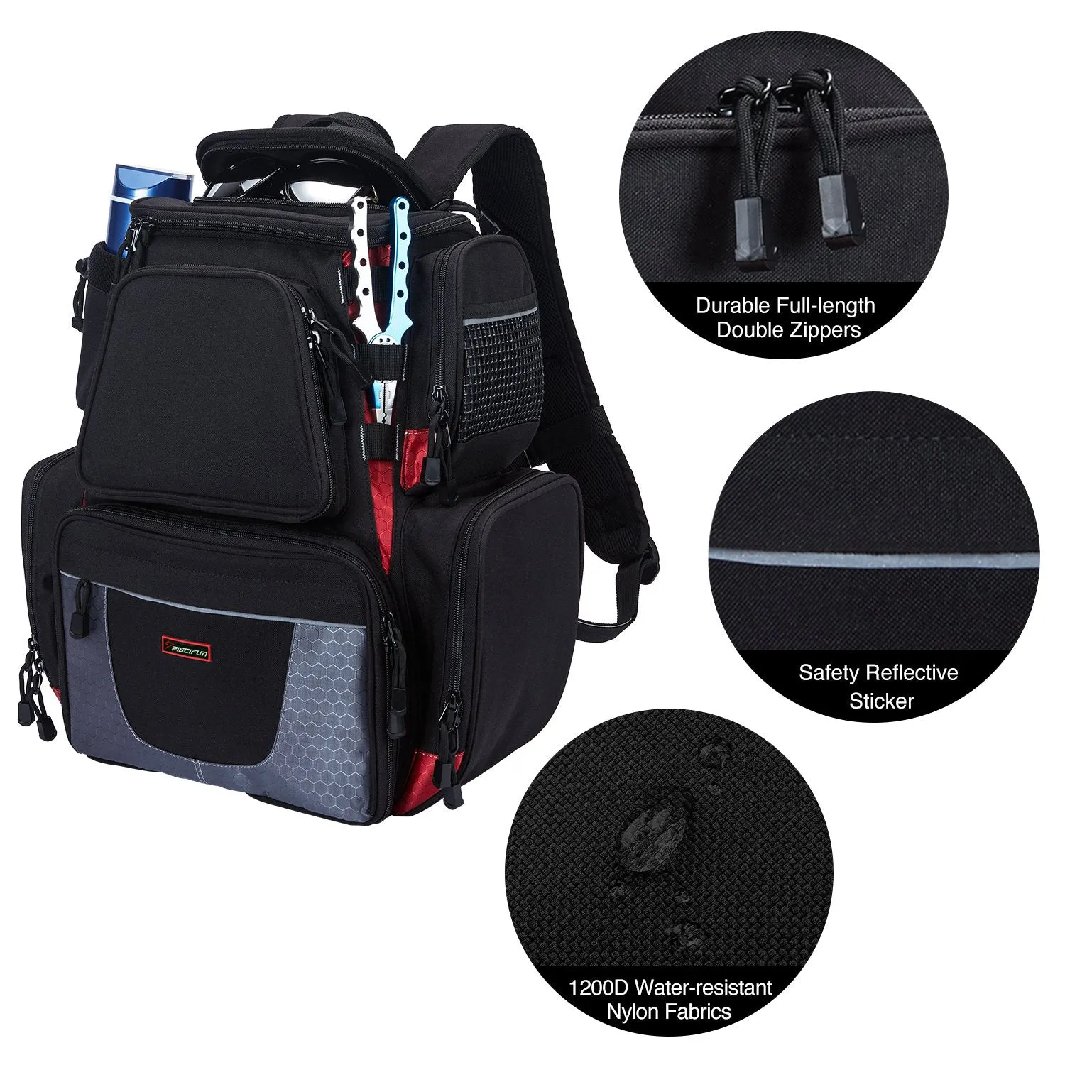 Piscifun® Fishing Tackle Backpack with 4 Trays