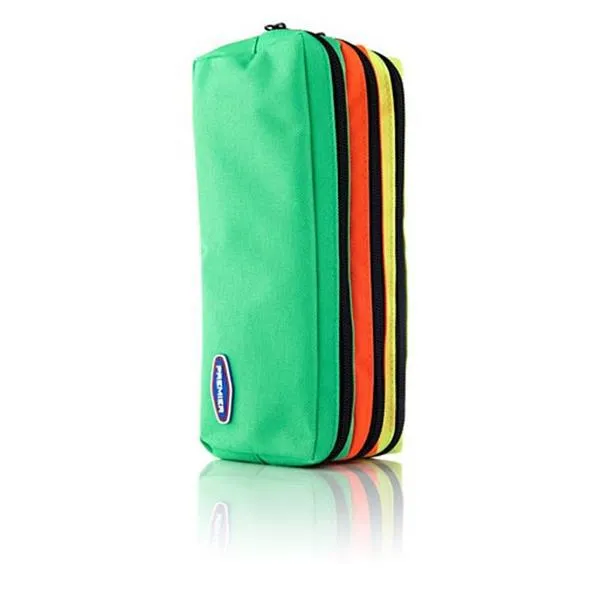 Premier 3 Pocket Zip Pencil Case - Green, Orange and Yellow