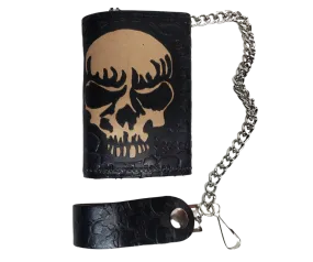 "Skulls and Bones" Tri-Fold Chain Wallet