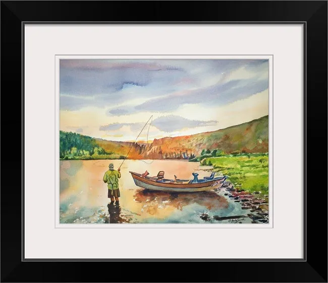 "Sunset Drift" - 16x22 Original watercolor or Giclee reprod. from a great river in Idaho