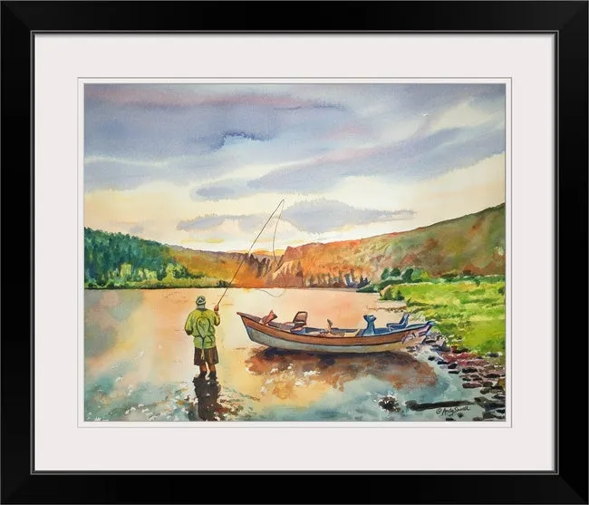 "Sunset Drift" - 16x22 Original watercolor or Giclee reprod. from a great river in Idaho