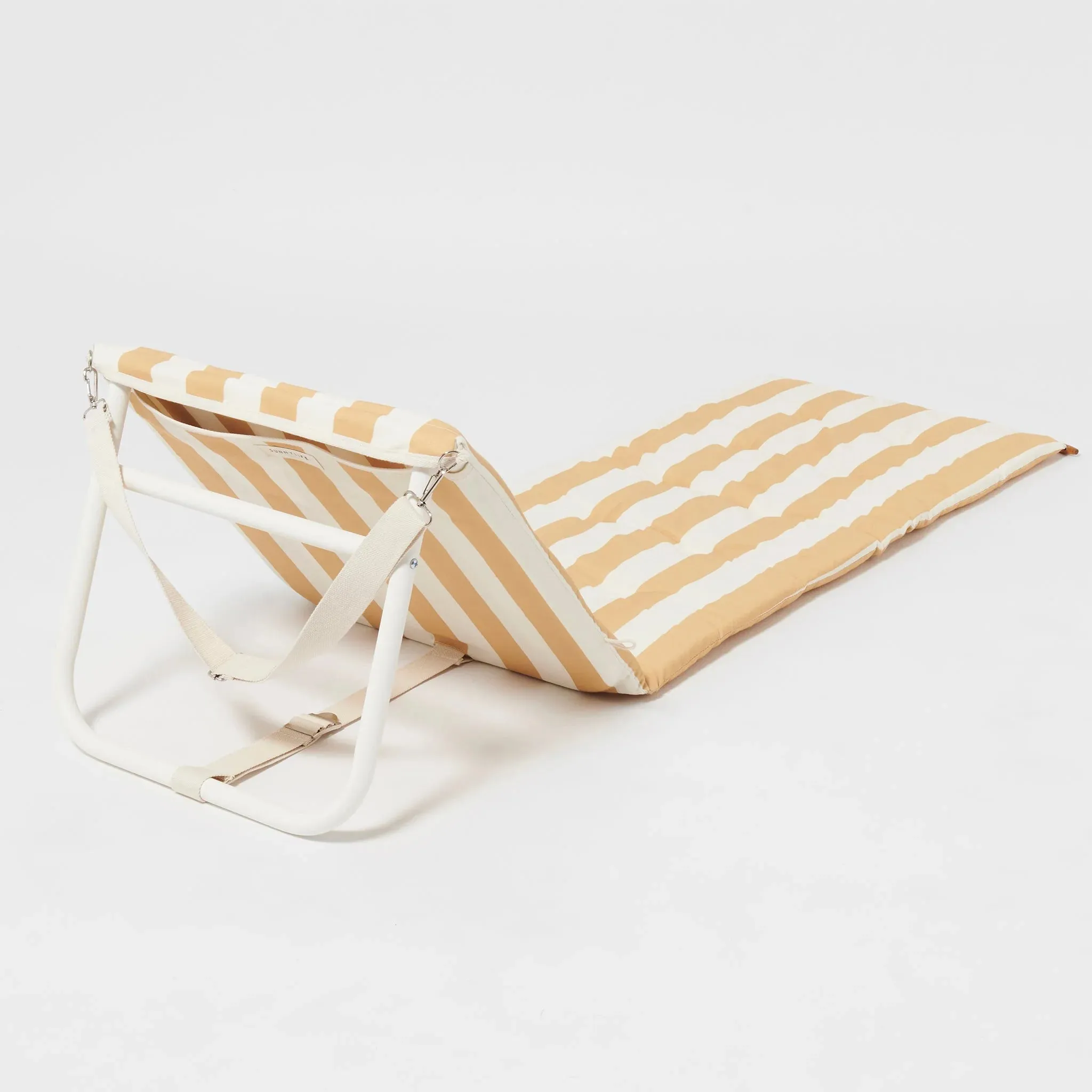 Reclining Beach Chair | Mango Bay Golden Mustard Stripe