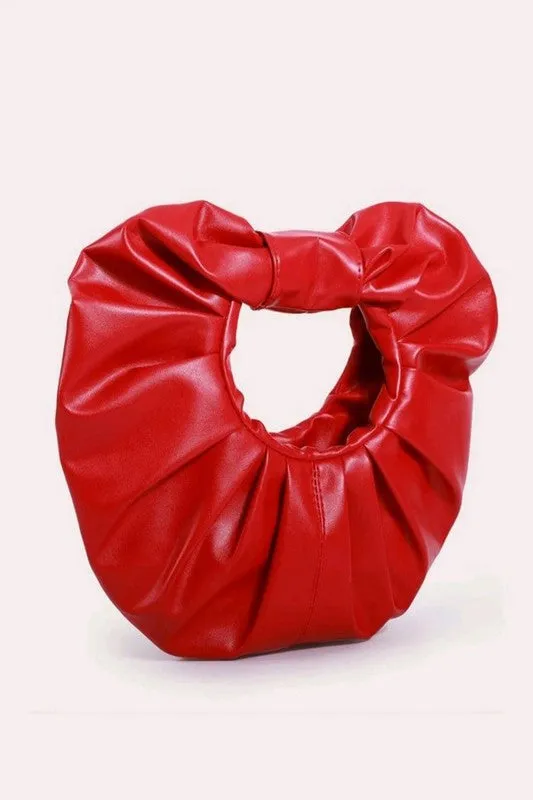 Red Round Ruched Clutch Handbag