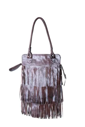 REDUCED PRICE!!!Texas Fringe Dark Brown Leather Bag / Boho Chic