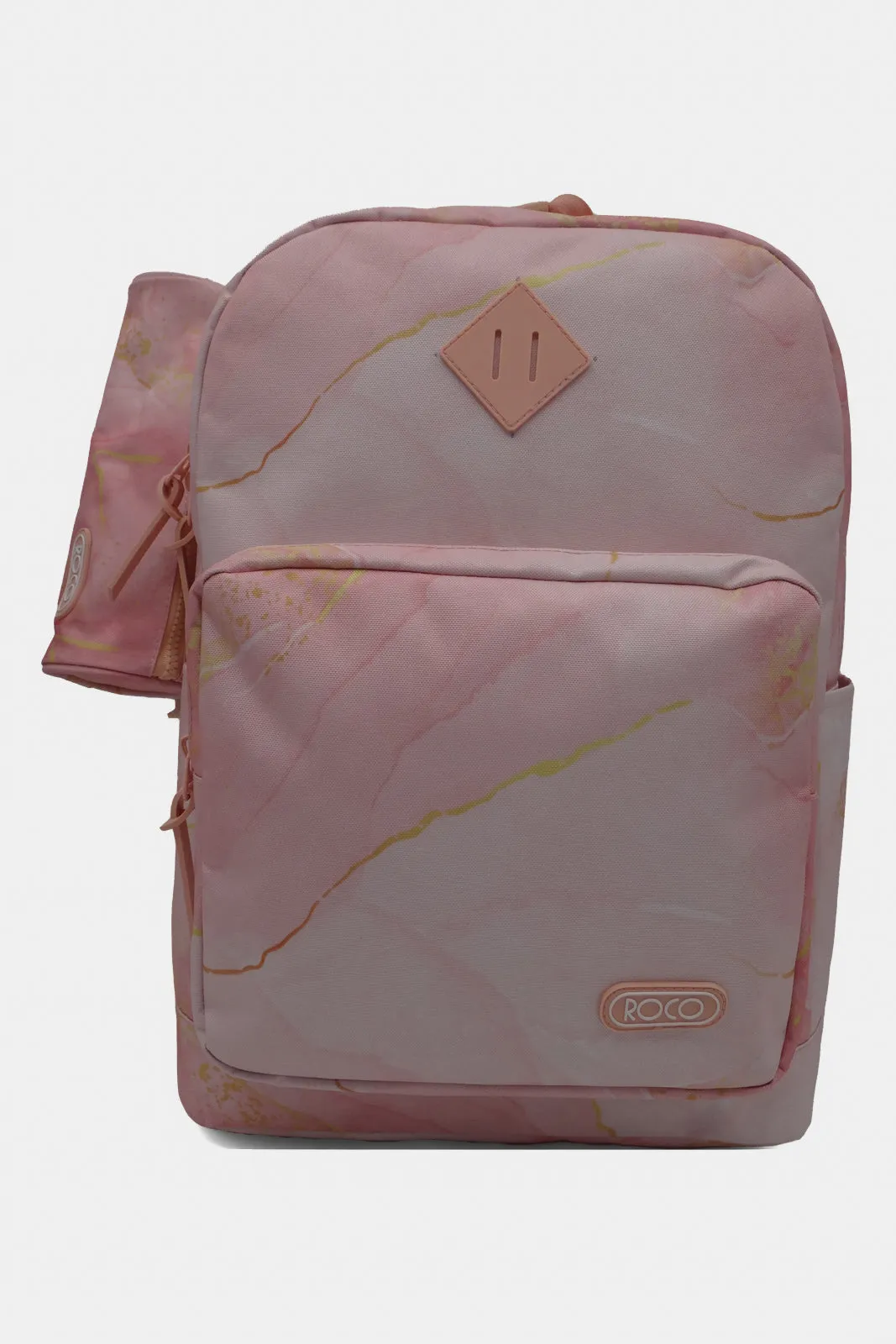 Roco Pink Printed Backpack With Pencil Case And Adjustable Straps (17 Inch)