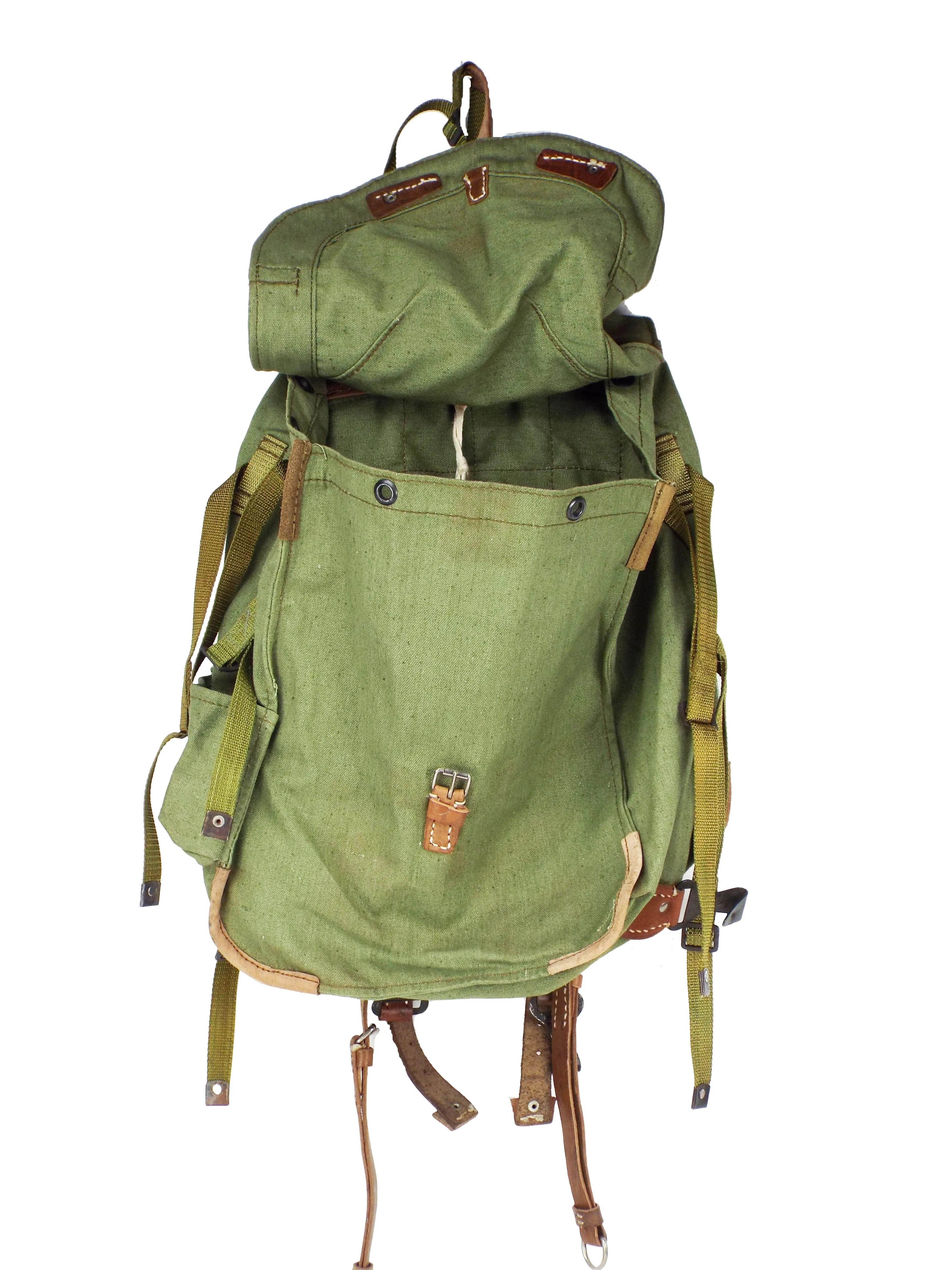 Romanian Army - Vintage 30 Litre Canvas Rucksack - Green - MODIFIED