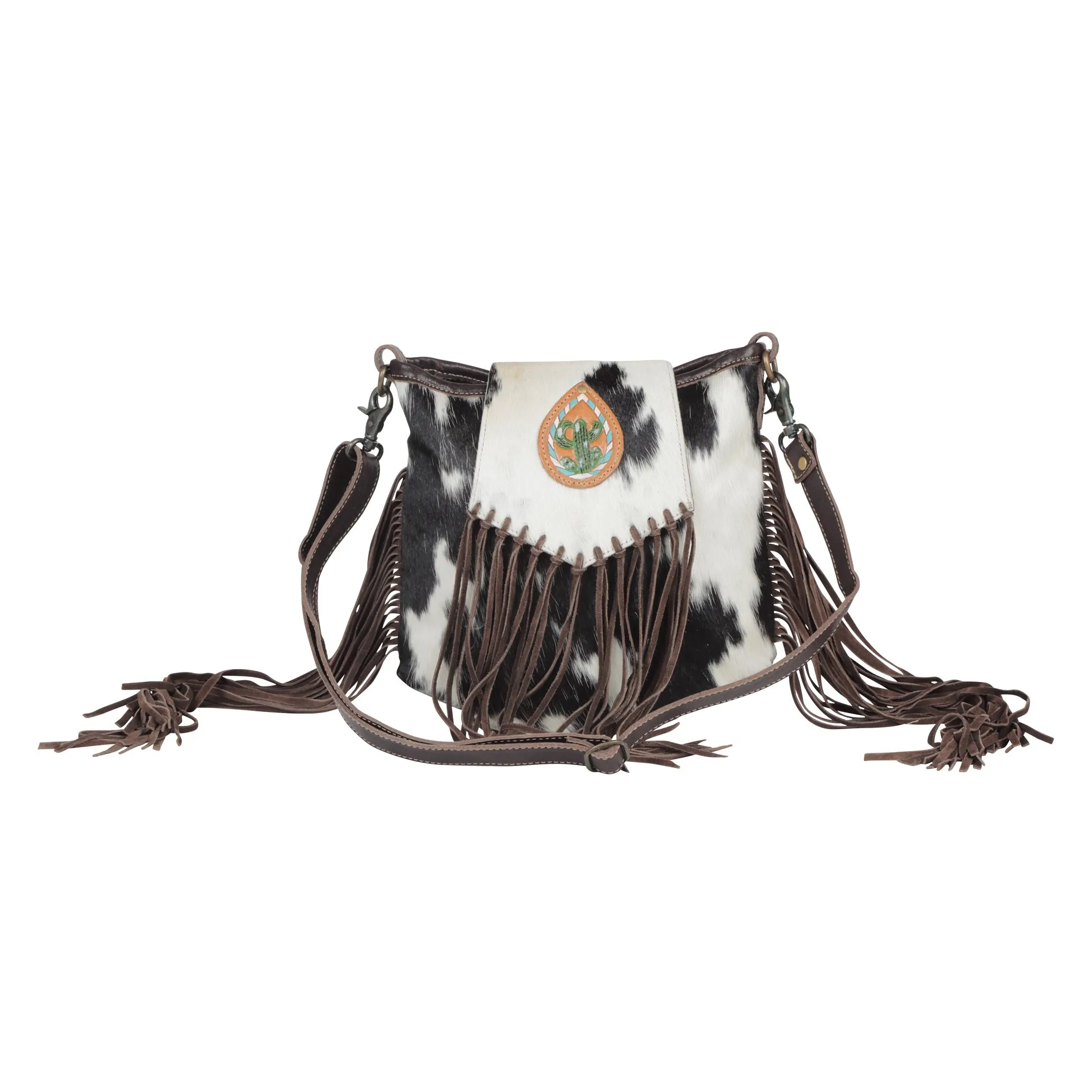 Russet Fringe Leather & Hairon Bag