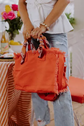 Sailing Away Canvas Tote In Orange