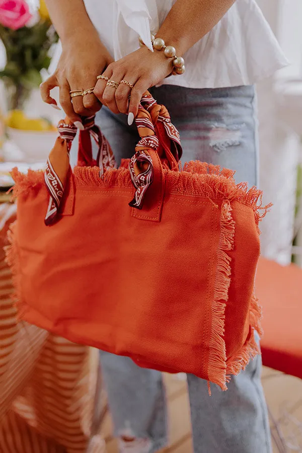 Sailing Away Canvas Tote In Orange